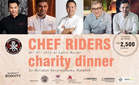 Five Culinary Masters To Craft Special Meal At The Chef Riders Charity