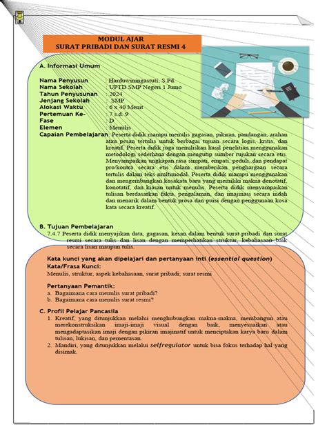 Modul Ajar Bahasa Indonesia 7 4 7 Menulis Surat Pribadi Dan Surat