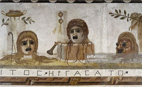 Depictions Of Masks In Asarotos Style Mosaic Roman Copy Of The