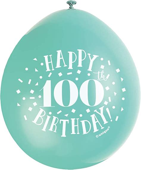 Latex Assorted Happy 100th Birthday Balloons Pack Of 10 Bkpartybazaar