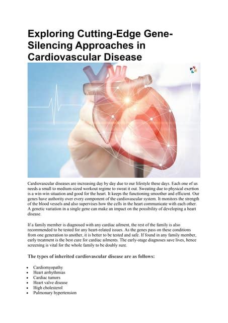 Exploring Cutting Edge Gene Silencing Approaches In Cardiovascular Disease The Lifesciences