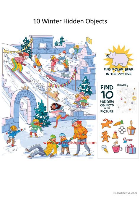 Winter Hidden Objects English Esl Worksheets Pdf And Doc