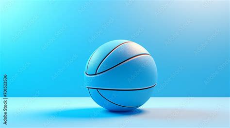 Blue basketball on a blue gradient background with soft shadows and ...