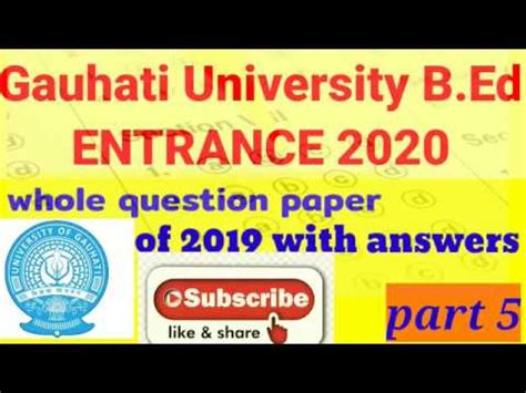 Gauhati University Gu Bed Entrance Exam Complete Question Paper