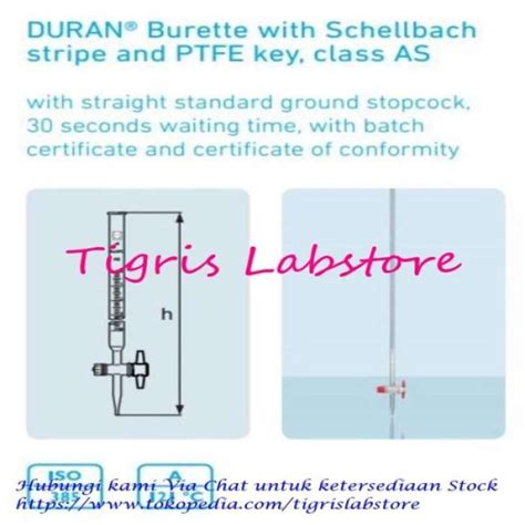 Promo Duran Burette Clear Schellbach Ptfe Stopcock Ml