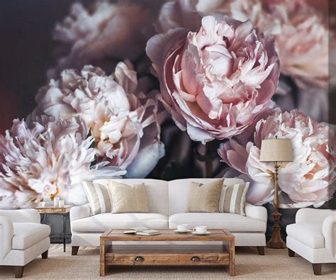 Peony Flowers Wall Mural Peel And Stick Floral Wallpaper Temporary Removable Wallpaper Self