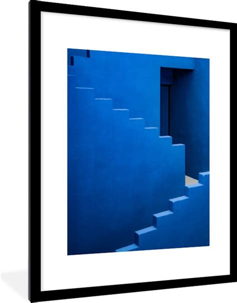 Fotolijst Incl Poster Blauw Trap Architectuur Gebouw 60x80