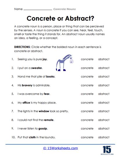 Concrete Nouns Worksheets 15