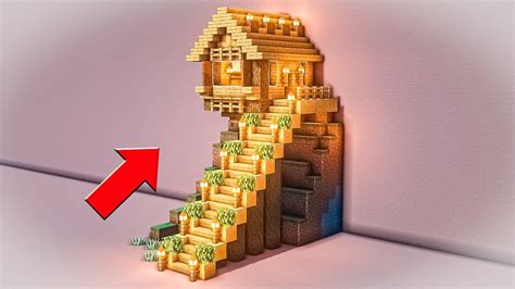 Minecraft tutorial: How to build a staircase mountain house - YouTube