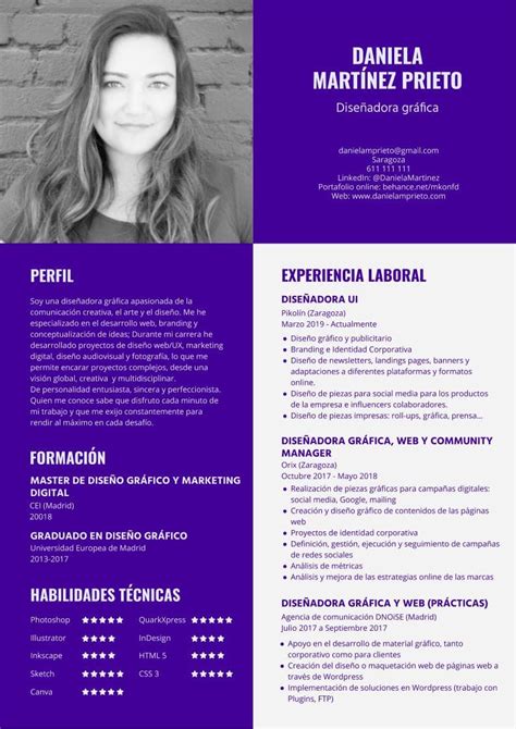 Currículum para diseñador gráfico guía ejemplos y 4 plantillas