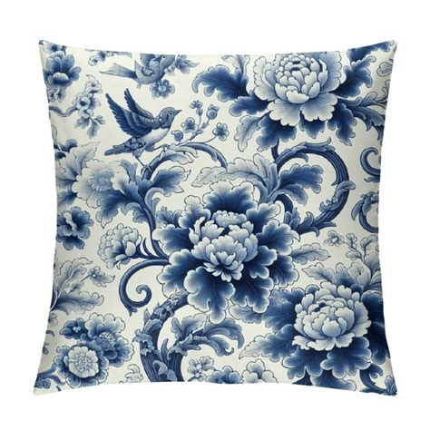 Shiartex Chinoiserie Pillow Covers Blue And White Grand Millenial