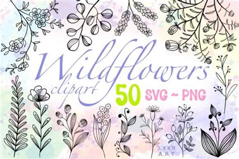 Wildflowers SVG Bundle Floral Leaf Stem Graphic By LekoArt Creative