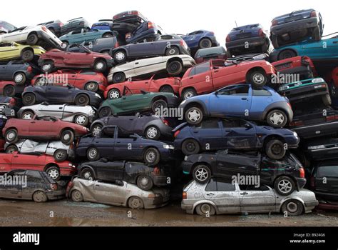 Scrap Cars At A Recycling Centre Opladen Near Leverkusen North Rhine