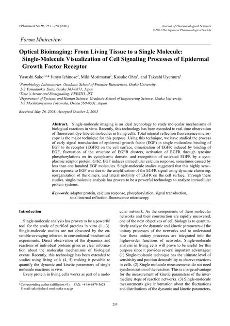 Pdf Optical Bioimaging From Living Tissue To A Single Molecule