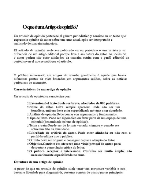 Qual É O Objetivo Do Artigo De Opinião - Características do Artigo de Opinião | PDF | Editorial | Jornalismo