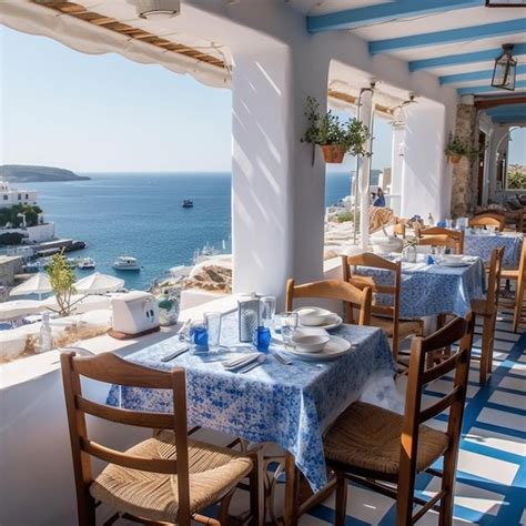 Premium Photo | A restaurant with a view of the sea and the sea