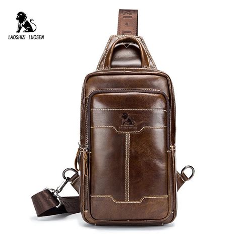 Hombro Messenger Casual pequeño bolso hombres pecho de cuero Pack de