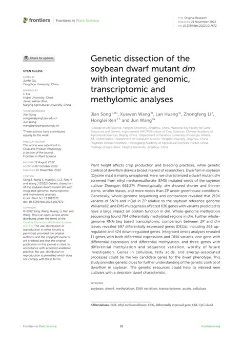 PDF Genetic Dissection Of The Soybean Dwarf Mutant Dm With Integrated