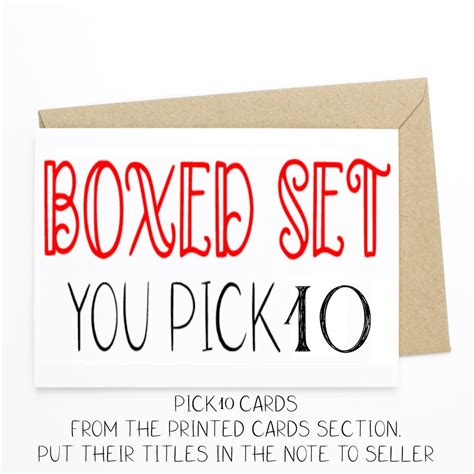 Sarcastic Cards Box Set Funny Card Selection 10 CARDS - Etsy