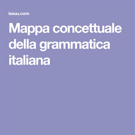 Mappa Concettuale Della Grammatica Italiana Learning Italian Grammar