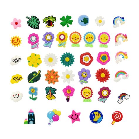 Croc Jibz Pins Sun And Flowers Colorfully Diy Shoes Charm Button