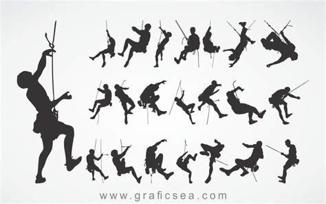 Rock Climbing Solid Vector Silhouette Pack Free Download | Graficsea