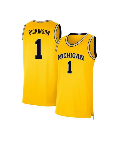 Michigan Wolverines #1 Hunter Dickinson Men's Yellow Jersey