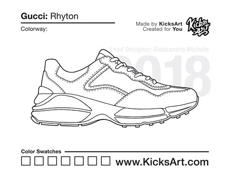 Gucci Rhyton Sneaker Coloring Pages Created By Kicksart