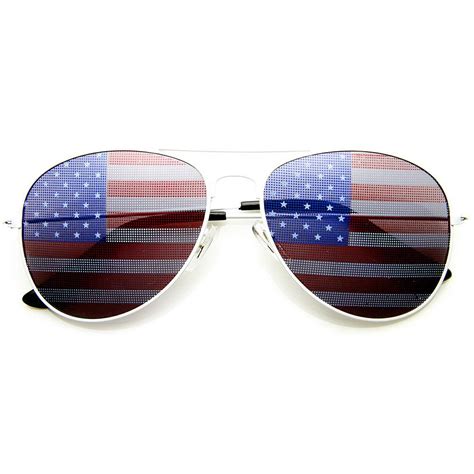 American Flag Usa Classic Teardrop Metal Aviator Sunglasses 8954