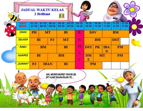 Jadual Waktu Kelas Upin Ipin Designed By Cikgu Atos Pdf