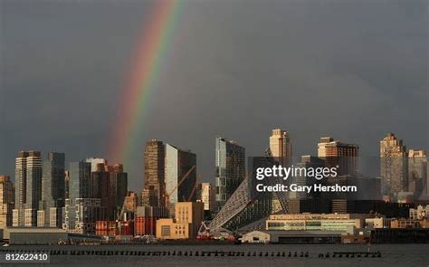rainbow forms   skyline   york city  sunset  july