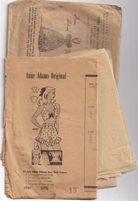 Vintage 1948 Anne Adams 4989 Mail Order Sewing Pattern Junior Etsy