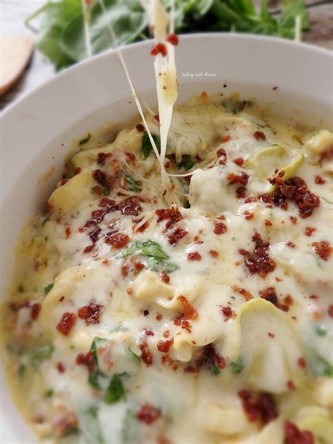 Tortellini Spinach Bake In Creamy Lemon Sauce