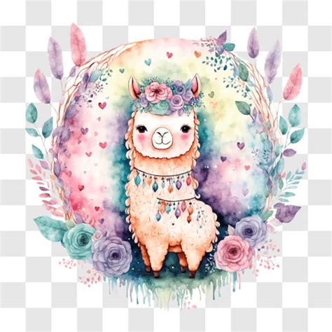 Download Colorful Watercolor Llama Artwork PNG Online - Creative Fabrica