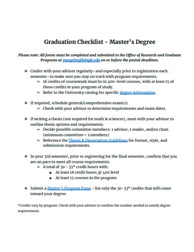 FREE 18 Graduation Checklist Samples In MS Word Google Sheets PDF