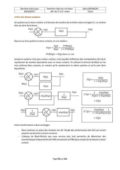 Cours Fonctions De Transfert Et Sch Ma Blocs Alloschool