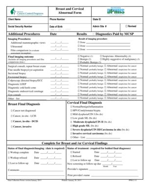 Fillable Online Dphhs Mt Abnormal Form For Breast And Cervical