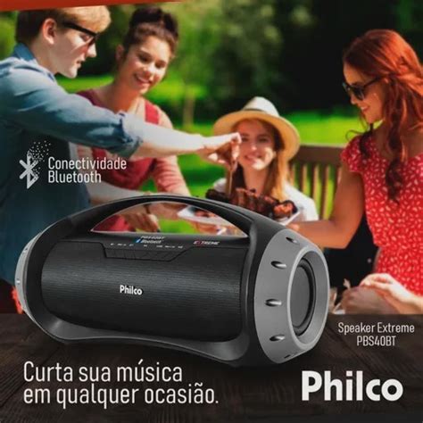 Caixa De Som Philco Extreme Pbs Bt Port Til Bluetooth Preto Em