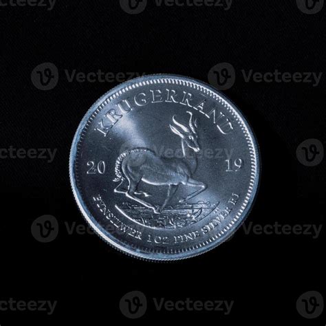 silver Kruegerrand coin against black background 9271856 Stock Photo at ...