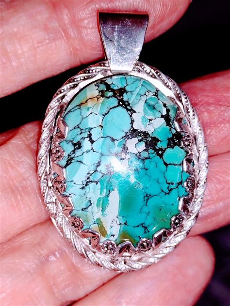 Tibetan Turquoise Sterling Silver Pendant Handmade Etsy