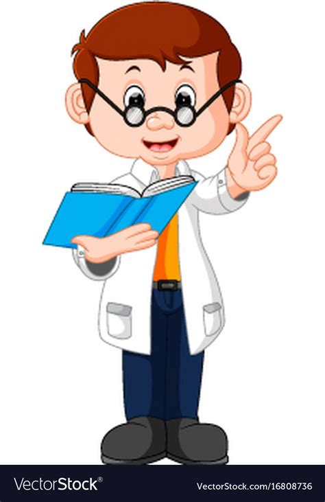 Professor cartoon holding book Royalty Free Vector Image