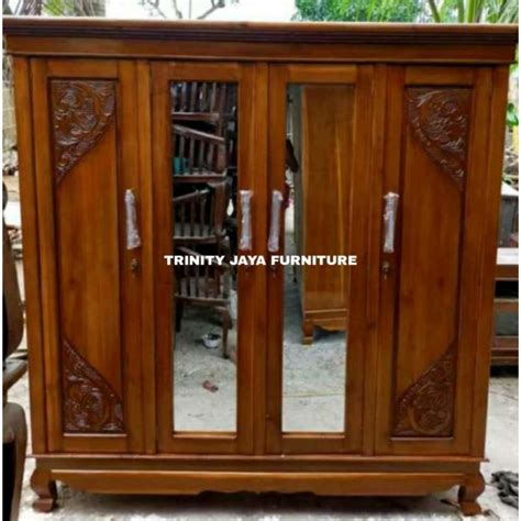 Jual Lemari Pakaian Jati 4 Pintutrinityjayafurniture Shopee Indonesia