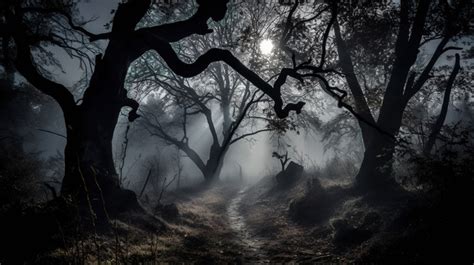 Early Morning Dark Misty Forest Path In The Backgrounds | JPG Free ...