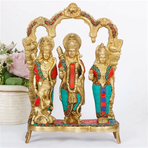 ARTVARKO Brass Metal Lord Ram Darbar Murti Rama Sita Laxman Hanuman God