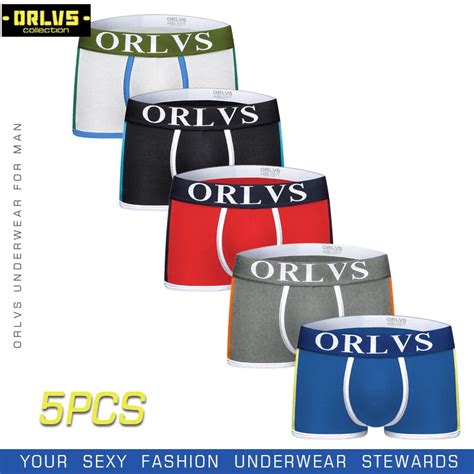 Orlvs 5pc Lot Brand Men Underwear Mens Boxers Cotton Sexy Men Underwear