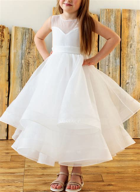 Ball Gown Princess Ivory Tulle Flower Girl Dresses Pageant Dresses With