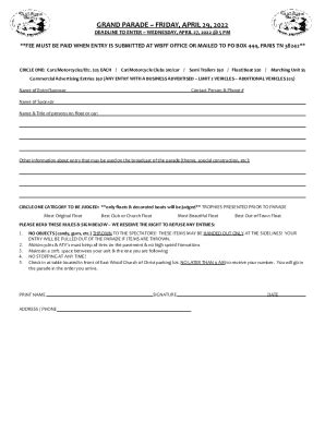 Fillable Online Grand Parade Entry Form Fax Email Print