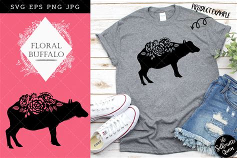 Floral Water buffalo Silhouette Vector By The Silhouette Queen ...