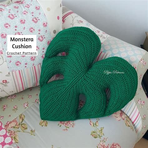 Crochet Monstera Leaf Cushion Pattern Monstera Pillow Photo Tutorial