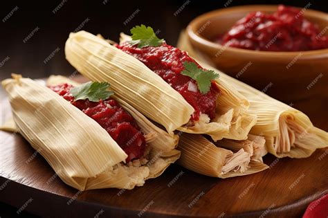 Premium Photo | Tamales rojos de pollo red chicken tamales